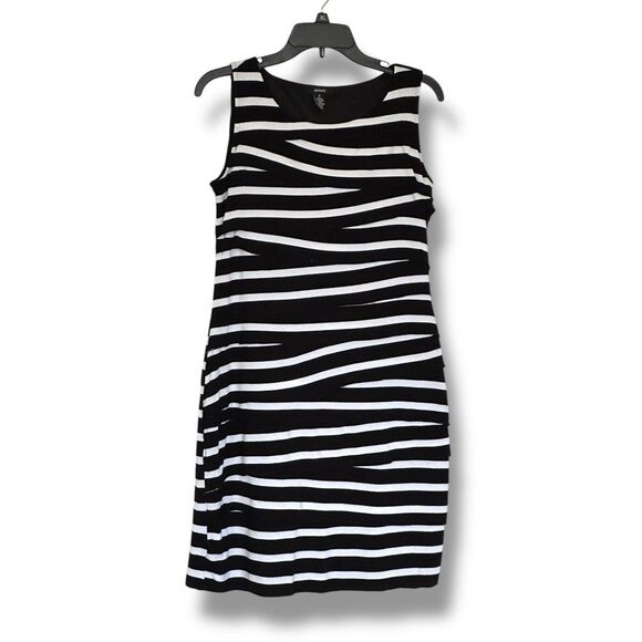 Alfani Sleeveless Knit Dress Plus Size S Black White Layered Bandage Stretch - Picture 1 of 8